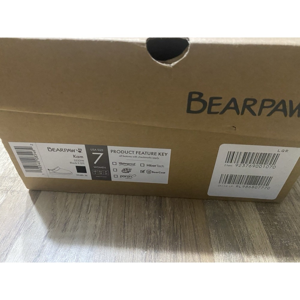 BEARPAW Kam Women's Slip On Slippers Size 7M Black Suede Water Repellent Bootie - Picture 7 of 8